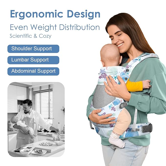 Infant Baby Front Carrier, Toddler Body Carrier, 7-66 Lbs Ergonomic Design, Lumbar Support, Lightweight Baby Chest Carriers (3-36 Months)