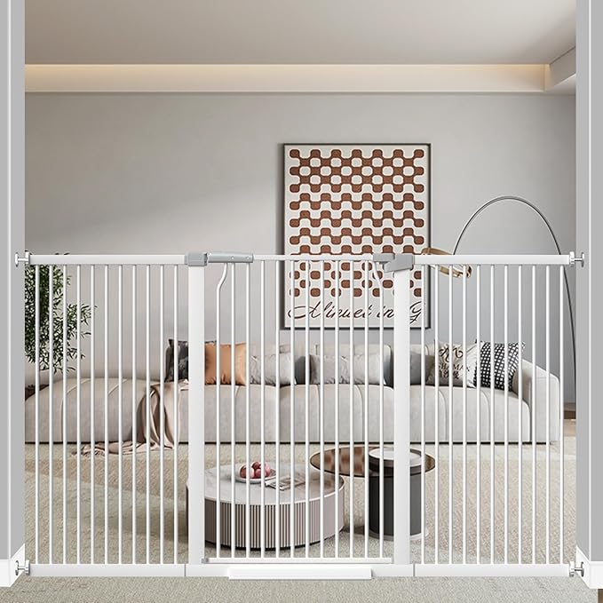 40.55" Extra Tall Baby Gate -68.6"-71.2" Extra Wide Baby Gate Pet Gate for Stairs and Doorways-1.37" Ultra Narrow Spacing Pressure Mounted Dog Gate with One-Handed Operation(68.6"-71.2")