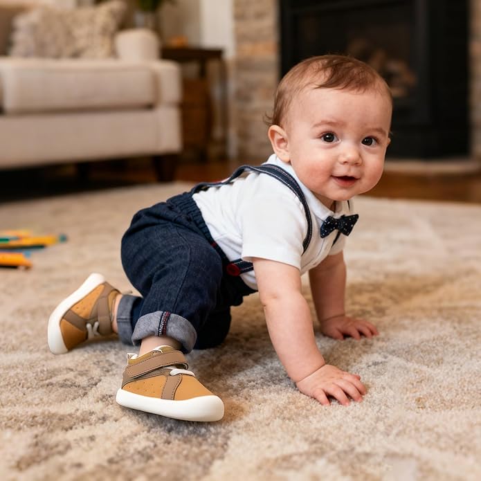 Wide Baby Shoes Boys Girls Zero Drop Barefoot Infant First Walkers Lightweight Soft Nonslip High Top Toddler Sneakers for 6-24 Months