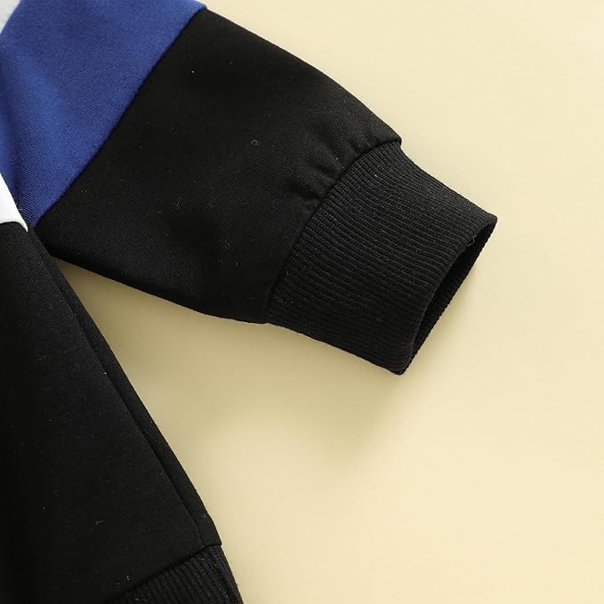 Kupretty Toddler Baby Boy Fall Winter Clothes Color Block Long Sleeve Sweatshirt Pullover Tops + Joggers Pants Outfit Set