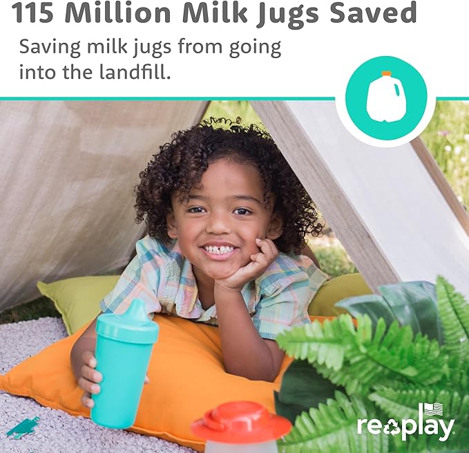 Re-Play Sippy Cups for Toddlers - 10 Oz. Reusable Spill Proof Cups for Kids, Dishwasher/Microwave Safe - Made in USA - Set of 4-3.13" x 6.25" - Tulip