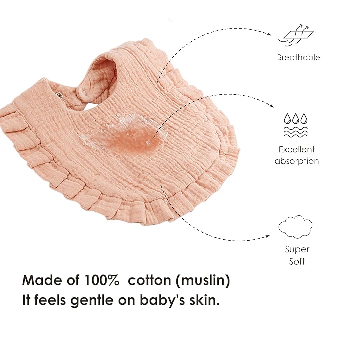 8-Pack Muslin Baby Bandana Drool Bibs for Unisex Girls & Boys – 100% Cotton Bibs, Soft & Absorbent Teething and Drooling Essentials for Newborns