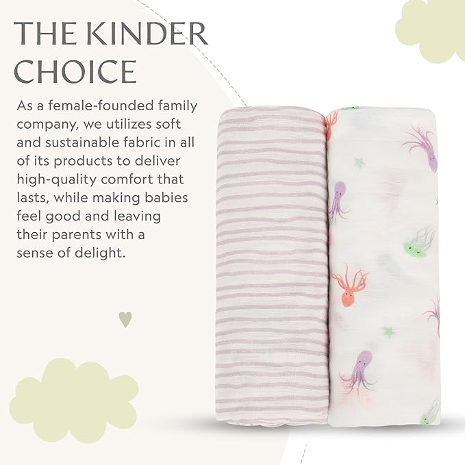Muslin Baby Swaddle - Breathable Receiving Blankets for Newborn Baby, 70% Viscose derived from Bamboo, 30% Spandex, Imported