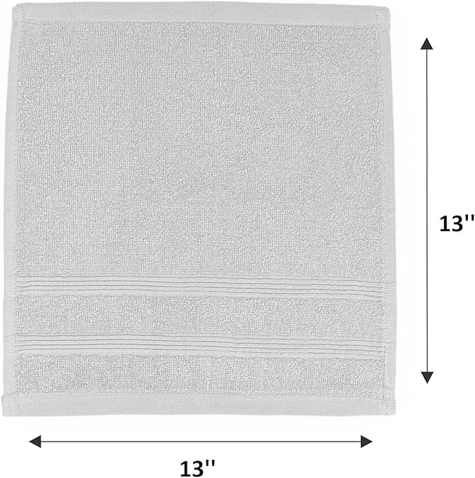 Kaufman - Washcloths for Bathroom, Spa, Gym, and Face Towel 100% Cotton Ring Spun, Ultra Soft Feel and Highly Absorbent Fingertip Towels (24, Light Gray)