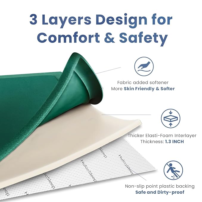 Baby Play Mat for Floor,1.3" Thick Elasti-Foam 50x50 Playpen Mats for Toddlers Infant Kids,Water-Repellent Soft Coral Velvet Tummy Time,Non Slip Crawling Rug,Tatami Mats(Dark Green)