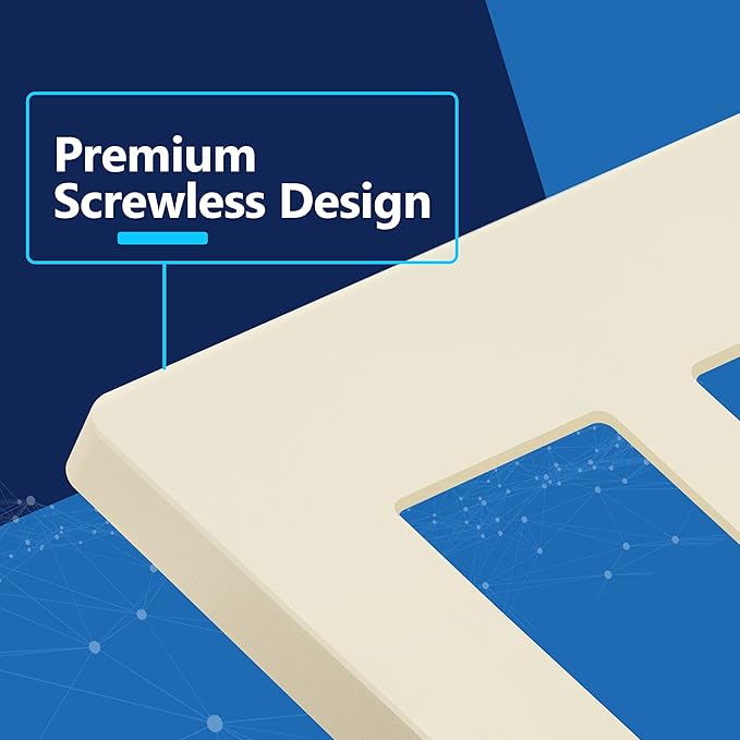 LIDER Matte Finish Decorator Switch Cover, Screwless Wall Plate, Mid-Size 2-Gang 4.88" x 4.92", Unbreakable Polycarbonate Thermoplastic, UL Listed, LSWP-32M-LA, Light Almond