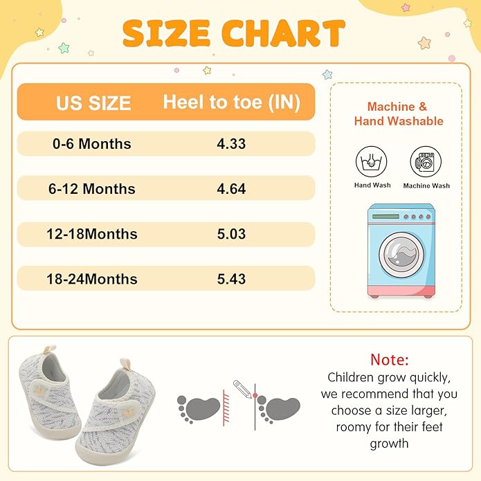 FEETCITY Baby First Walking Shoes Wide Baby Shoes Infant Sneakers Newborn Crib Shoe Barefoot Lightweight Slip On Shoe