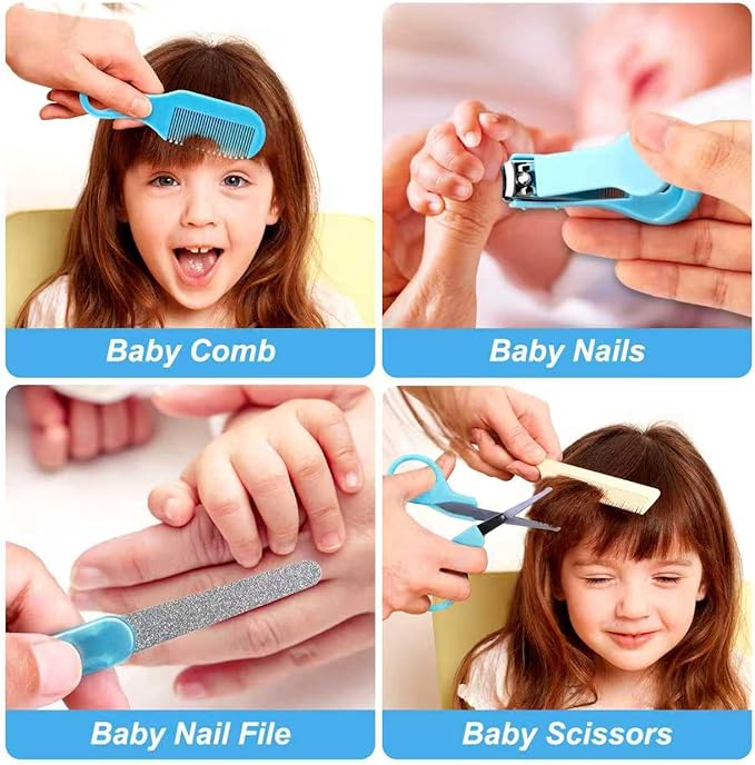 Baby Grooming Kit, Infant Safety Care Set with Hair Brush Comb Nail Clipper Nasal Aspirator,Baby Essentials Kit for Newborn Girls Boys