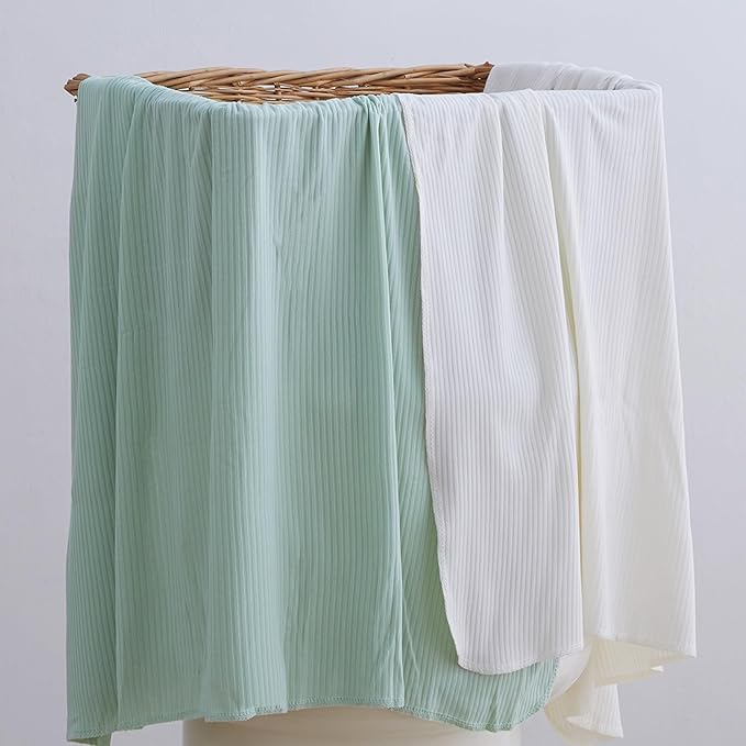 Jersey Swaddle Blanket, Ultra Soft Stretchy Receiving Blanket, Baby Girl Newborn Rainbow Swaddle Wrap, 40 x 30 inches, 2 Pcs, White & Green