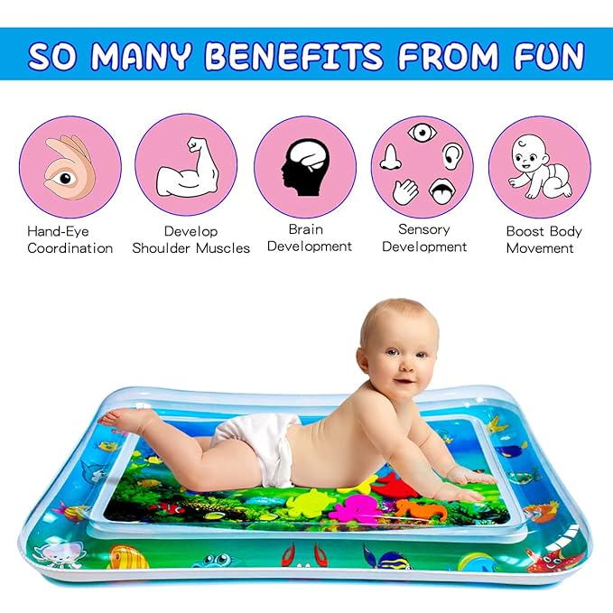 ZHUYNXIR Water Play mat, Water mat Baby, Inflatable Play Mat Water mat Baby Toys, Fun Early Development Activity Play Center for Newborn (27.5 x 20 in)