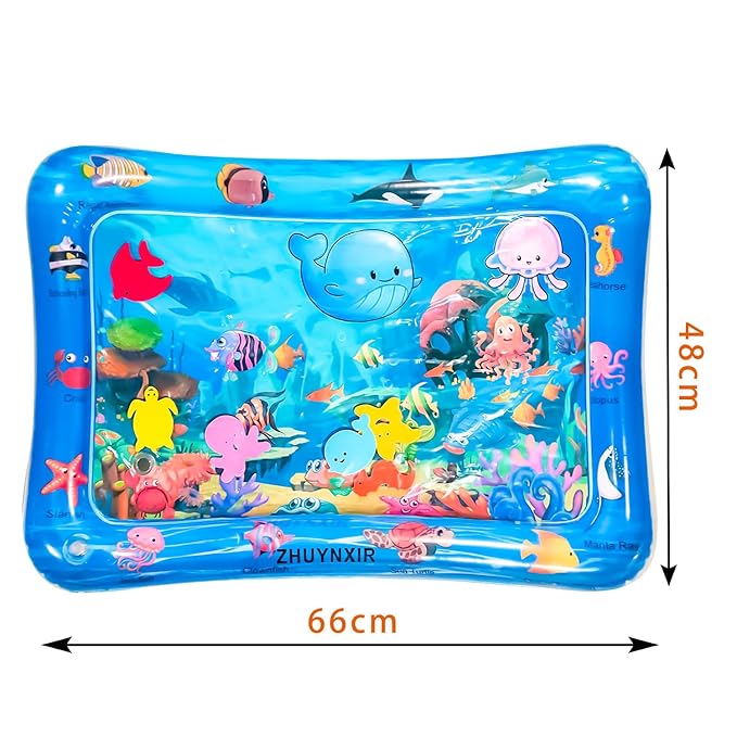 ZHUYNXIR Infant Play mat, Inflatable Play Mat Water Cushion Baby Water mat, Fun Early Development Activity Play Center for Newborn (27.5x20 in)