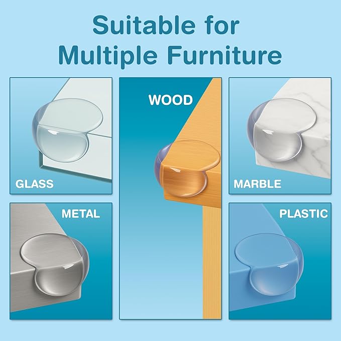 Corner Protector for Baby, Pack of 15 Clear & Transparent Edge Guards for Baby Proofing, Safety Furniture Corner Protectors for Furniture to Prevent Injuries (Ball Shaped)