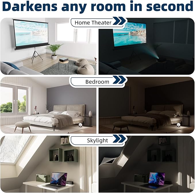 NIGHTON Portable Blackout Curtains 71"×57" Strong Hook and Loop Tape Strips with Adhesive,Blackout Shades That can be Cut,100% Blackout Material Window Blinds for Baby Nursery or Travel Use-GrayⅠ