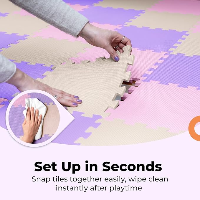 MioTetto Baby Play Mat, Comfortable Tummy Time Mat – Portable Foam Floor Tiles, Safe baby mat for floor for Crawling & Development, Soft play mat for babies 0-6 months, Stylish interlocking foam tiles