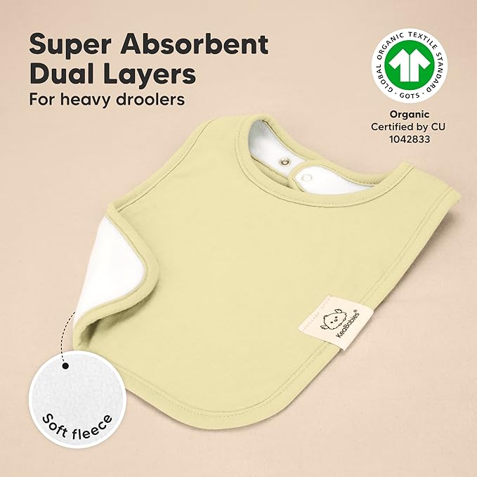 KeaBabies 8-Pack Organic Baby Bibs for Boys, Girls - Super Absorbent Cotton Drool Bibs for Baby Girl & Boy, Teething Toddler, Drooling Newborn, Ultra Soft & Machine Washable (Dew)