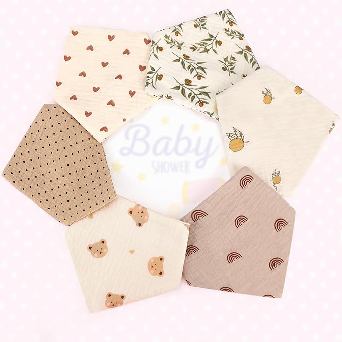 Accmor Muslin Baby Drool Bibs 6 Pack Baby Bandana Drool Bibs Soft Cotton Baby Bandana Bibs for Teething Drooling