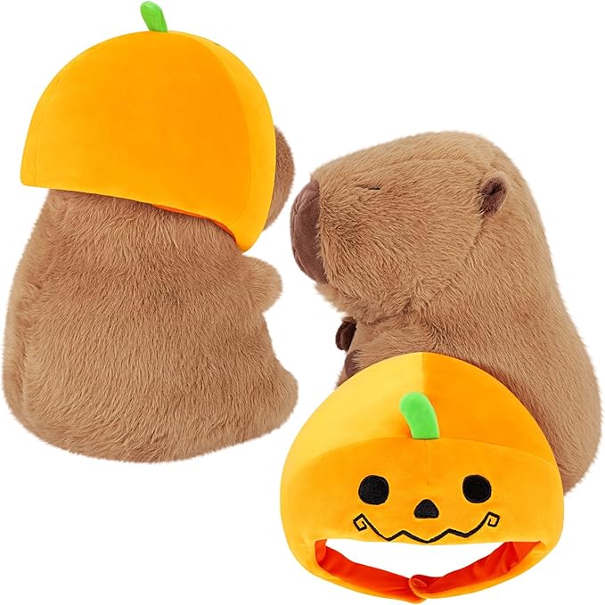 Achwishap Capybara Plush,Cute Plushies Halloween Capybara Stuffed Animal,Capybara Plush Toys,Kawaii Plush Stuffed Toy Plushie Gift for Kids Adults Thanksgiving(Capybara with Pumpkin Hat,12”)