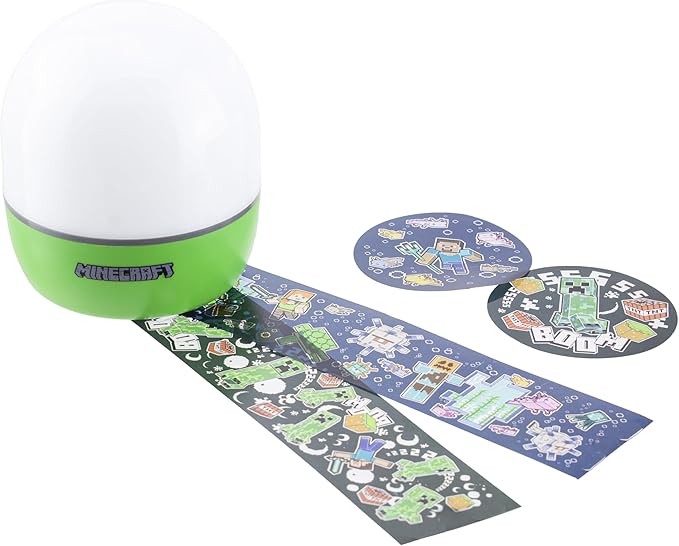 Paladone Minecraft Officially Licensed Creeper & Steve Projector Night Light, Gamer Projection Lamp Accessory, Minecraft Sounds, Gaming Bedroom Decor for Kids Mood Lighting with 4 Projector Sheets