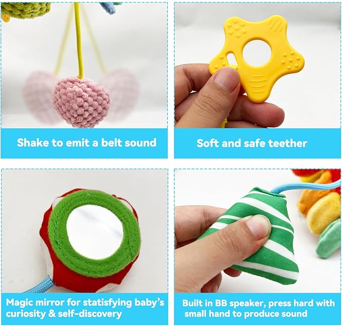 Baby Toys for 3 6 9 12 Months, Bassinet Toys for Infant & Toddlers, Crib Stroller Hanging Doll for Stimulating Baby’s Senses and Developing Motor Skills (Crab)