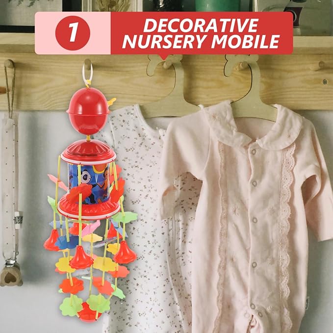 YARNOW Vintage Boy Girl Wind up Hanging Bell Toy Musical Bedside Crib Mobile for Boy Girl Retro Animal Neck Bell Wind Chime Engaging Music Instrument for Nursery Decor