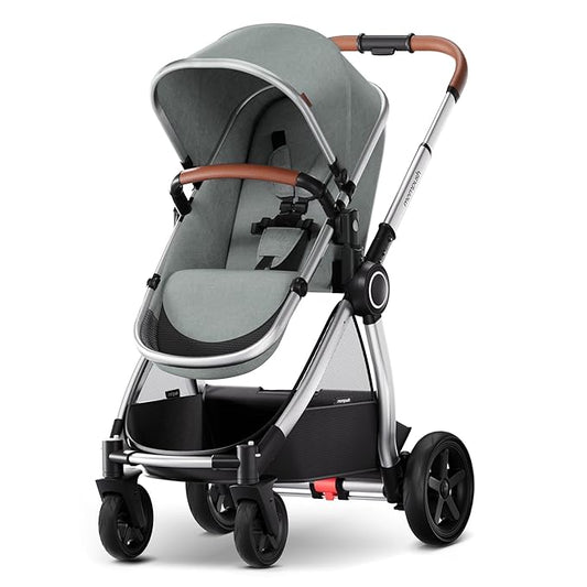 Mompush Ultimate2 Baby Stroller, Premium Convertible Full-Size Stroller for Toddler, Reversible Seat with One Hand Recline Adjustment, Car Seat Adapter Included