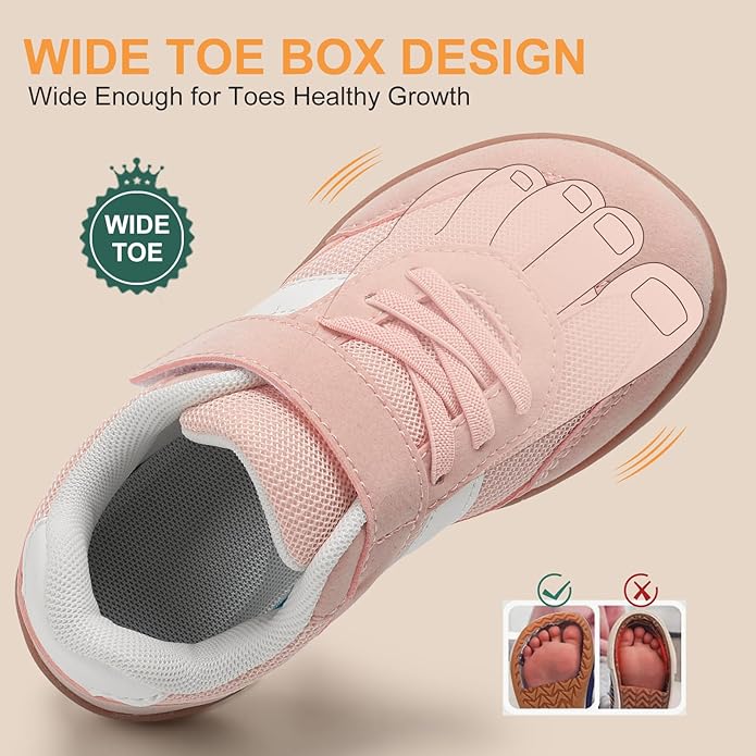 Toddler Wide Toe Box Shoes Zero Drop Minimalist Sneakers for Toddler/Little Kid Barefoot Slip on Tennis Shoes for Kids Boys Girls