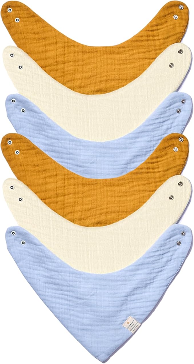Bandana Bibs - 100% Organic Premium Muslin Cotton, 7-Layers for Drooling, Teething, Feeding