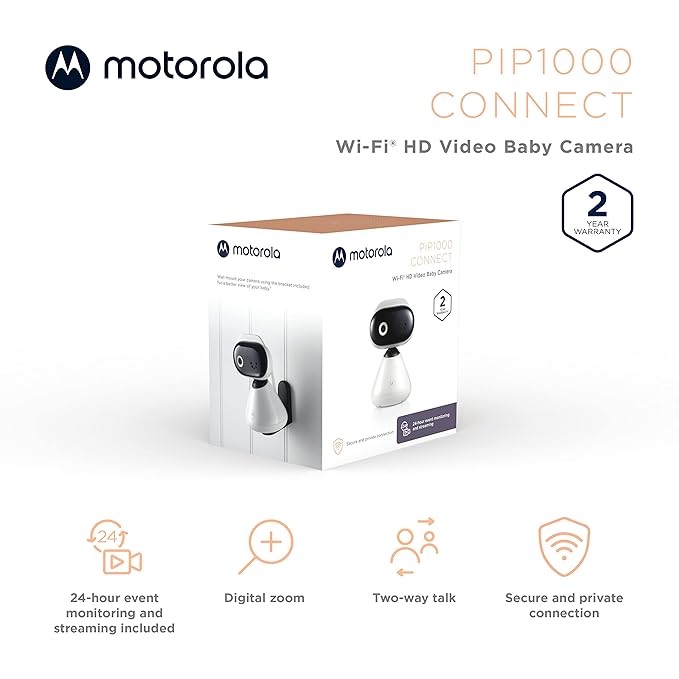 Motorola Nursery Baby Monitor WiFi HD with Camera and Audio, Private Connection, 2-Way Audio, Digital Zoom, Temperature Sensor, Lullabies, Night Vision