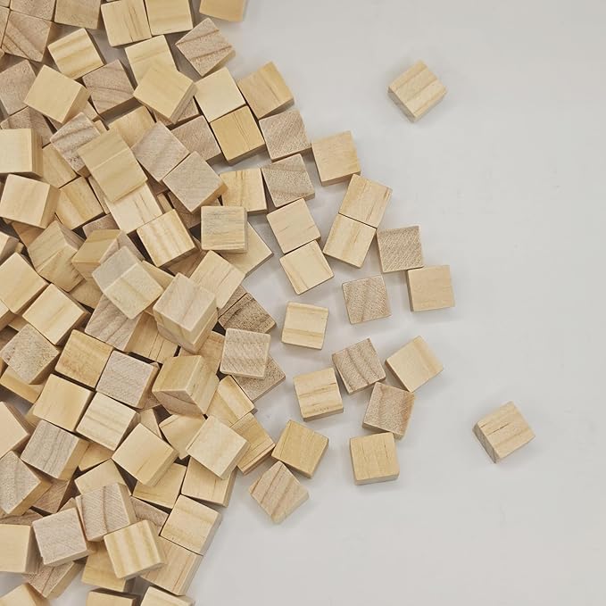 200 Pcs Unfinished Wood Cubes,1/2 inch Wooden Blocks for Crafting,Small Wood Cubes for Crafts Making & DIY Projects & Decor