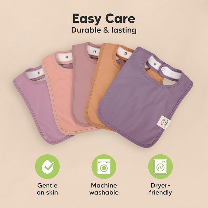 KeaBabies 8-Pack Organic Baby Bibs for Boys, Girls - Super Absorbent Cotton Drool Bibs for Baby Girl & Boy, Teething Toddler, Drooling Newborn, Ultra Soft & Machine Washable (Mauve)