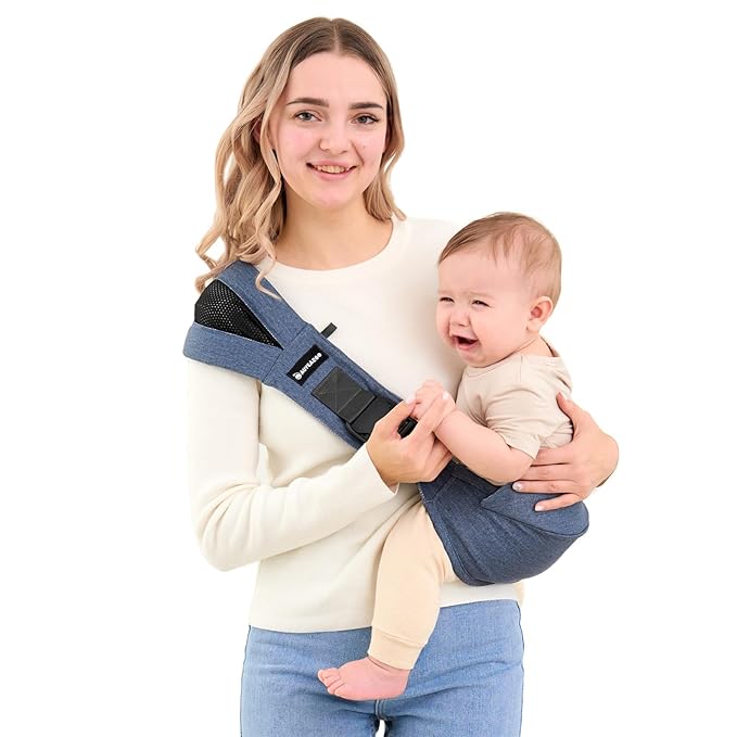 Toddler Sling Carrier - Premium Cotton, Expandable & Ergonomic, One Size Fits All, Ideal for 6-48 Months (11-44 lbs), Compact & Easy to Use, Blue