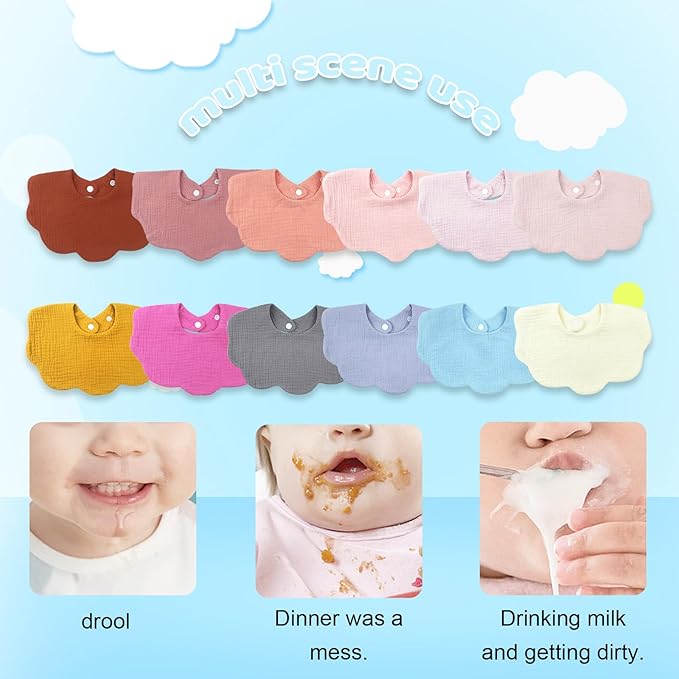 Muslin Baby Bibs for Drooling and Teething Newborn Drool Bibs for Baby Girl Boy