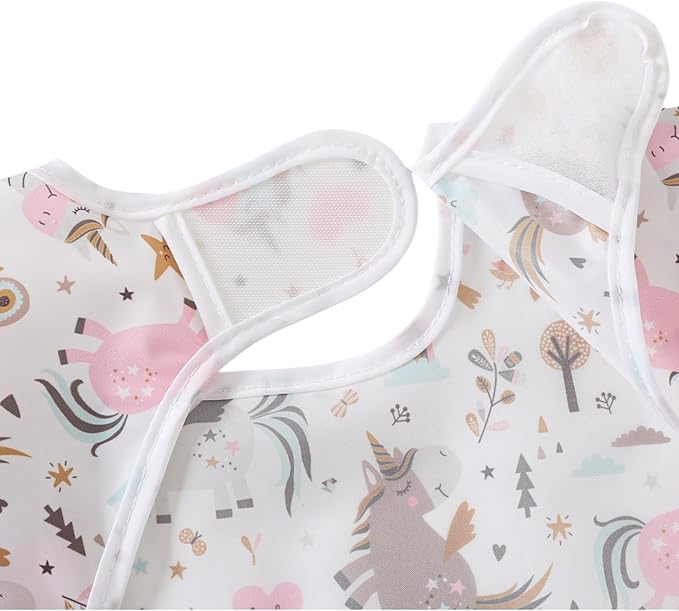 Sleeved Bib,5 Pack,Waterproof Shirt Bibs for Baby 3-24 Months Wipe Clean