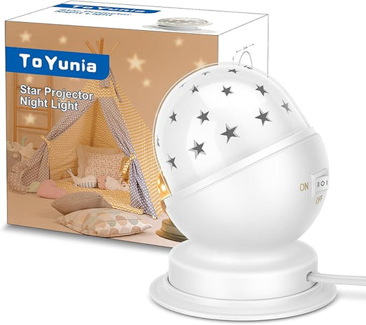 Nursery Night Light,Rotating Star Projector,Nursery Ceiling Light Projector with Timer,1Pack,3000K,White
