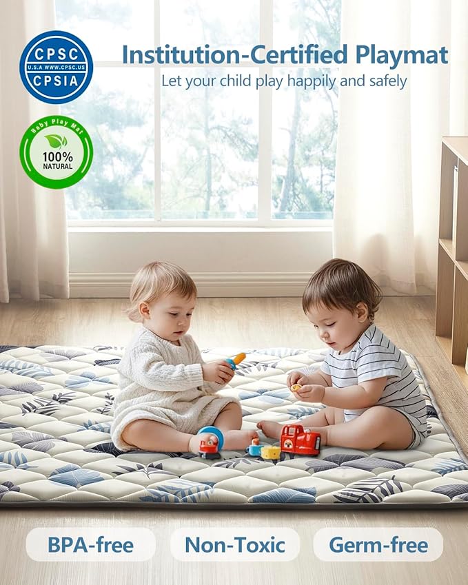 Baby Play Mat 50"x50", Non-Slip Baby Mat for Floor, Soft Thicker, Portable Playmat, Crawling Mat for Babies, Toddlers & Infants to Play and Learn