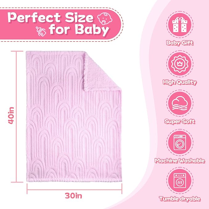 Ultra Soft Fleece Baby Blanket,Swaddle & Receiving Blankets for Newborn Infant, Lightweight Breathable Nursery Nap Blanket for Crib Stroller, for Boys & Girls Rainbow 30"x40" Purple