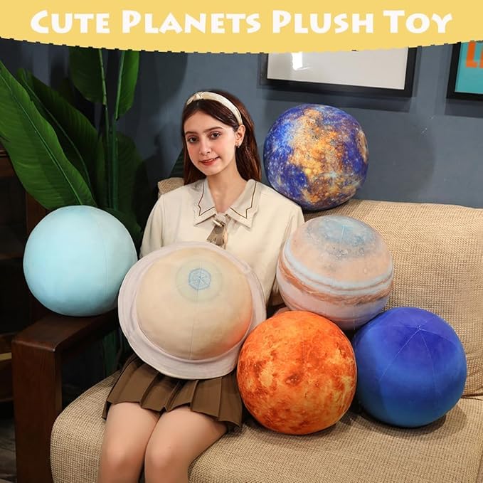 Ultra-ealistic 3D Planet ，Moon ，Earth，The Sun,Pillow Plush Toys,for Kids Teens Adults, for Teachers and Parents, Educational Toy Learning, 10.6 in (Mercury)