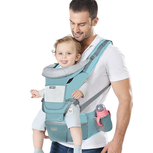 Baby Carrier Ergonomic Infant Carrier with Hip Seat Kangaroo Bag Soft Baby Carrier Newborn to Toddler 7-45lbs Front and Back Baby Holder Carrier for Men Dad Mom