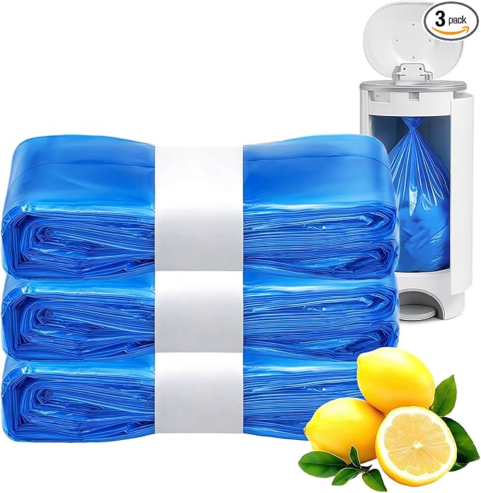Diaper Pail Refill Bags, 3 Rolls Extra Thick, Leak-Proof&Odor Blocking, For Diaper Pails, Strollers&Travel, Eco-Friendly Baby Essentials, Hold up to 1658 Diapers, Ideal Gift for New Parents