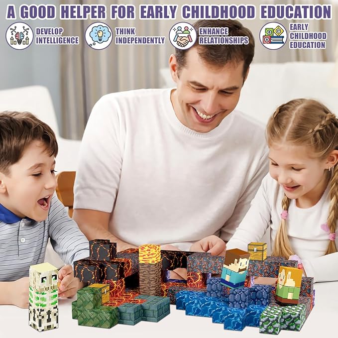 213 PCS Magnetic Blocks Building Toys Set Sword Kids Blocks for Toddler Boys Girls 3+, STEM Sensory Magnetic Cubes Christmas Birthday Present Construction Building Toys