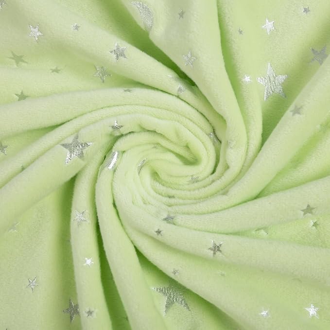 Baby Blanket for Boys Girls Soft Minky with Double Layer Dotted Backing, Star and Moon Printed 30 x 40 Inch Receiving Blanket (Green)