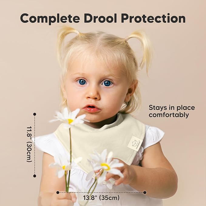 8-Pack Organic Baby Bandana Bibs for Girls - Super Absorbent Triangle Baby Bibs for Drooling and Teething Infant, 100% Cotton Extra Soft for Newborn, Infant 0-36 Months (Dawn)