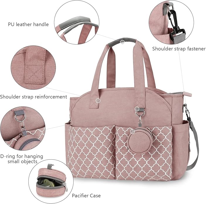 Lmbabter Diaper Bag Tote with Changing Station Upgrade Multi-Function Baby Bag with Adjustable Shoulder Strap