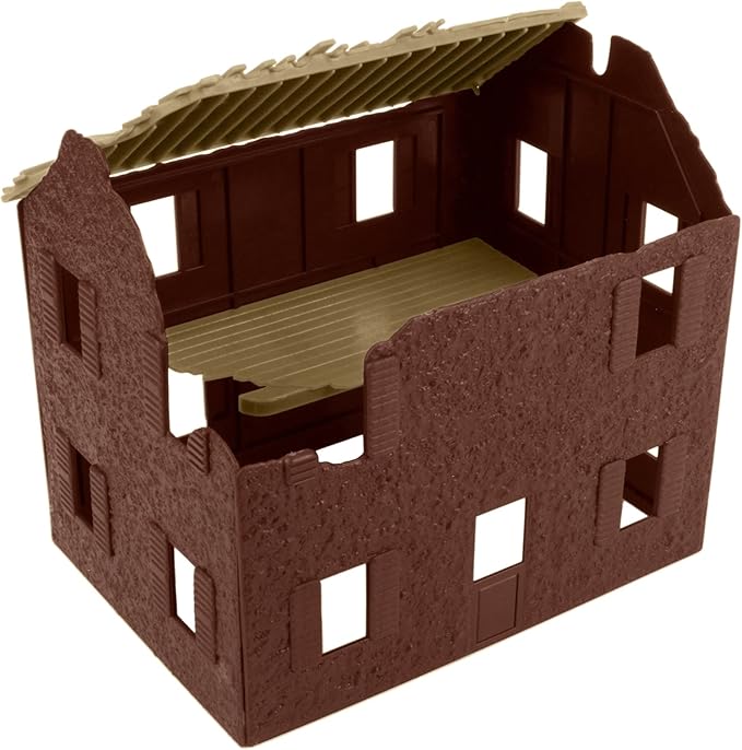 BMC WW2 Bombed French Farm House - Plastic Army Men Playset Accessory