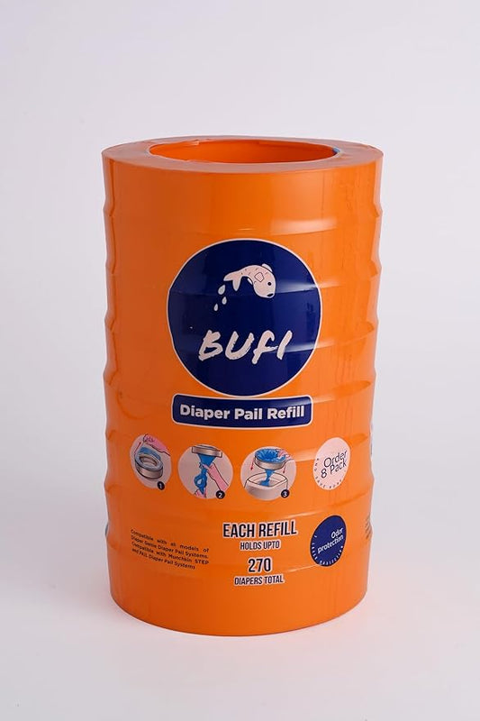 8 pack Daiper Pail Refill Bags value pack, Compatible with Diaper Genie, Unscented, Odor Protection, Baby Essentials, Holds up to 2160 newborn diapers (8 Pack of 270 Count)