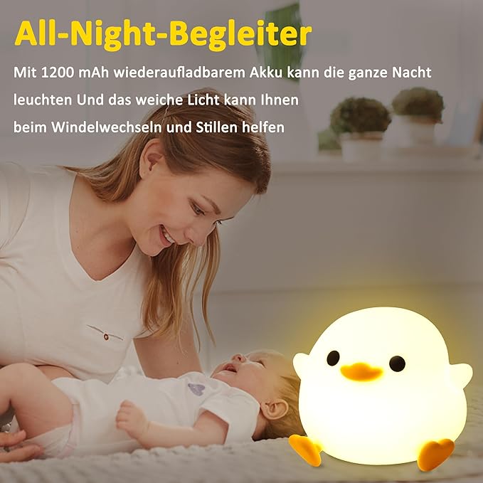 Duck Night Light, Cute Duck Gift for People, Dormitory Decorative Light, ABS+SIL, Touch Control, Portable Rechargeable Dimmable, Best Choice for Gift Giving (DoDo Duck)