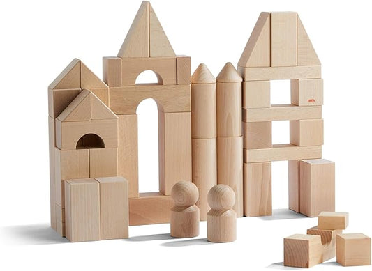 HABA Wooden Building Blocks 60 Piece Set, Ideal Toddler Blocks for Ages 2-4 & Kids Stacking Toys for Ages 1 and Up for Open-Ended Play, Made in Germany