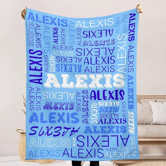 Personalized Name Blanket for Boys Girls, Custom Baby Blanket with Name for Kids Teens, Baby Shower Birthday Newborn's Gift, Infant Toddler Blankets Newborn Receiving Blankets for Crib Stroller
