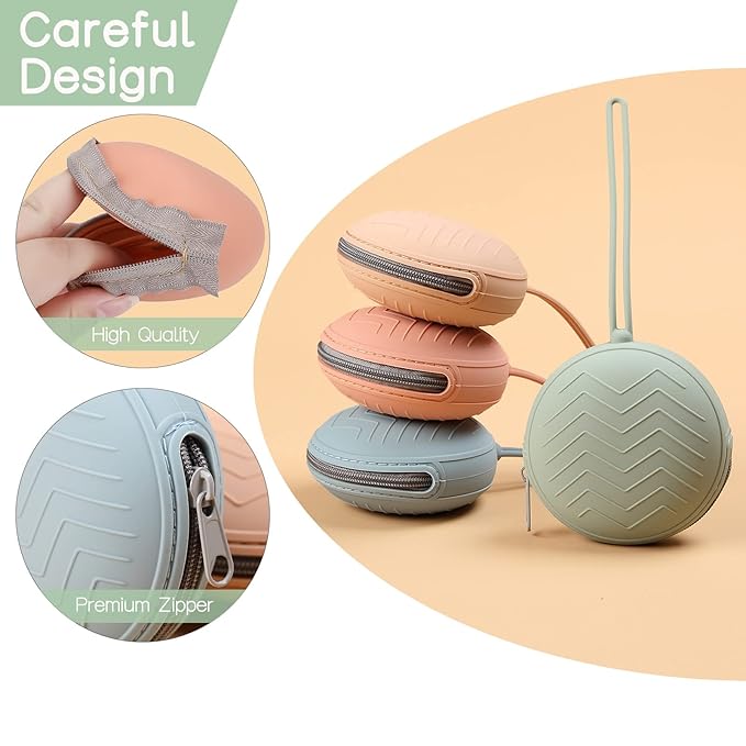 2-Pack Silicone Pacifier Holder Case - BPA-Free Pacifier Holder Pouch for Baby Boys & Girls- Portable & Dishwasher Safe Soother Container for On-The-Go Use (Dusty Lilac/Tradewinds)