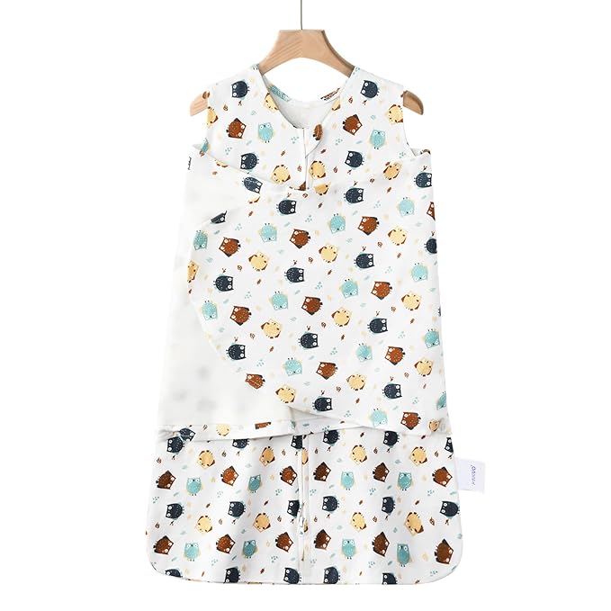 Swaddle-Blanket Baby Girl & Boy Swaddles Newborn Infant Transition 100% Cotton Wrap Blankets, 3-Way Adjustable Wearable Blanket, TOG 1.0 (Owl, 3-6 Month)